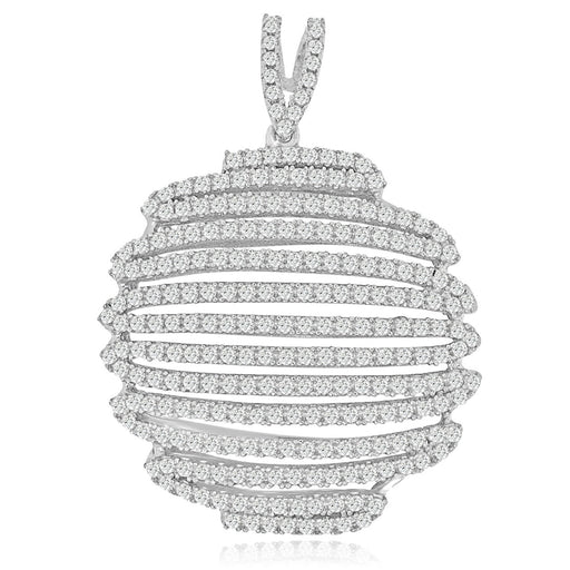 Sterling Silver Rhodium Plated with micro-pave CZ Zig Zag Pendant