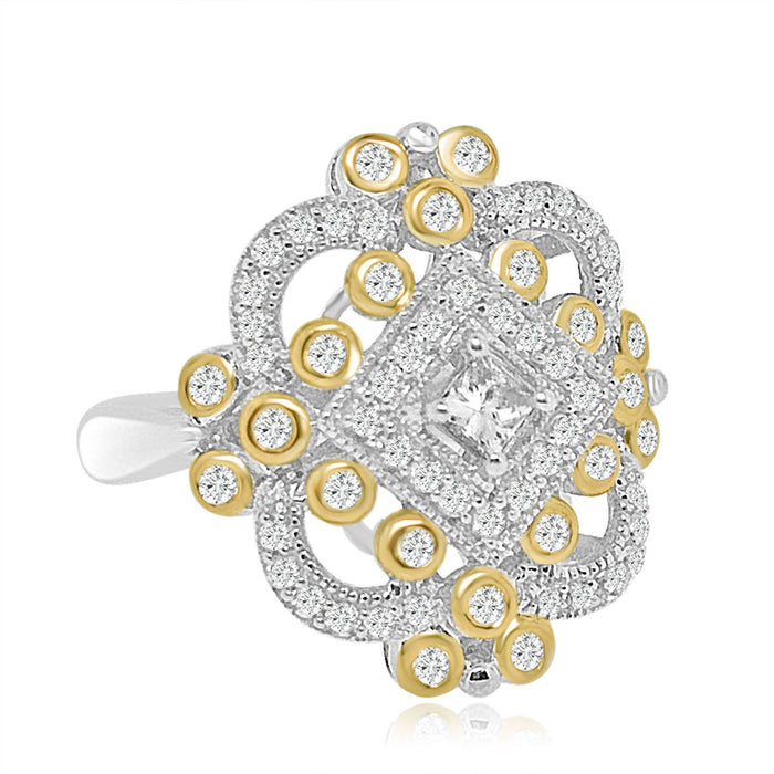 Sterling Silver Gold Plated and CZ Ring