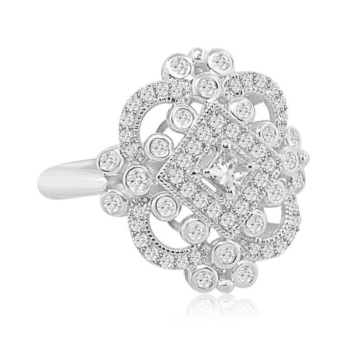 Sterling Silver Rhodium Plated and CZ Ring