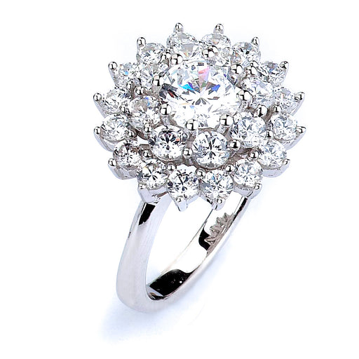 Sterling Silver and CZ Flower Ring