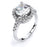 Sterling Silver Rhodium Plated and CZ center stone Halo Engagement Ring