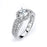 Sterling Silver Rhodium Plated and CZ center stone Triple Shank Engagment Ring