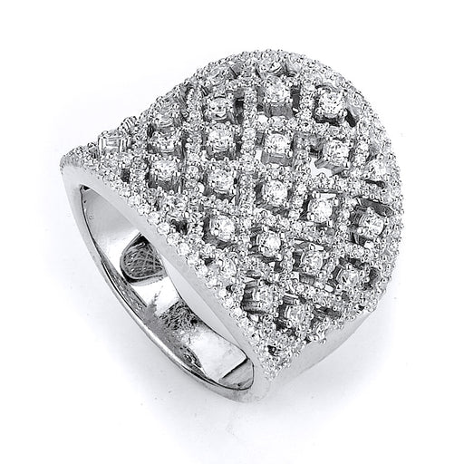 Sterling Silver Rhodium Plated and micro-pave CZ Ring