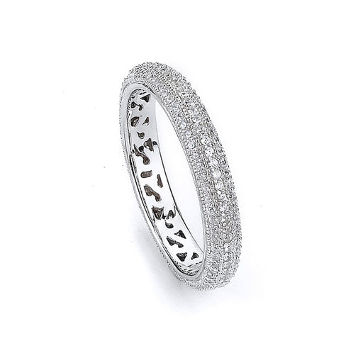 Sterling Silver Rhodium Plated and CZ Eternity Ring