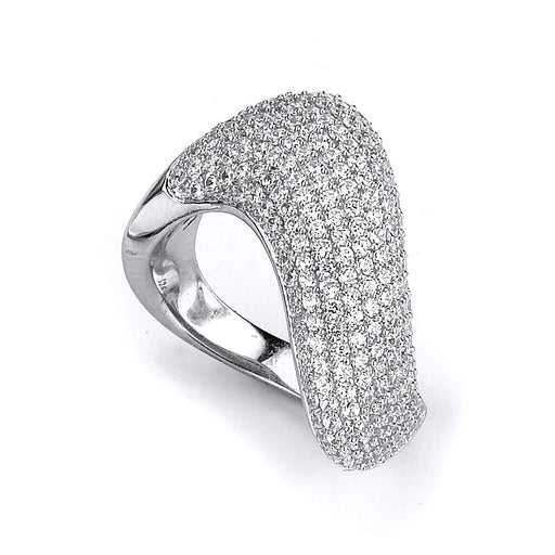 Sterling Silver Rhodium Plated and CZ Swirl Ring