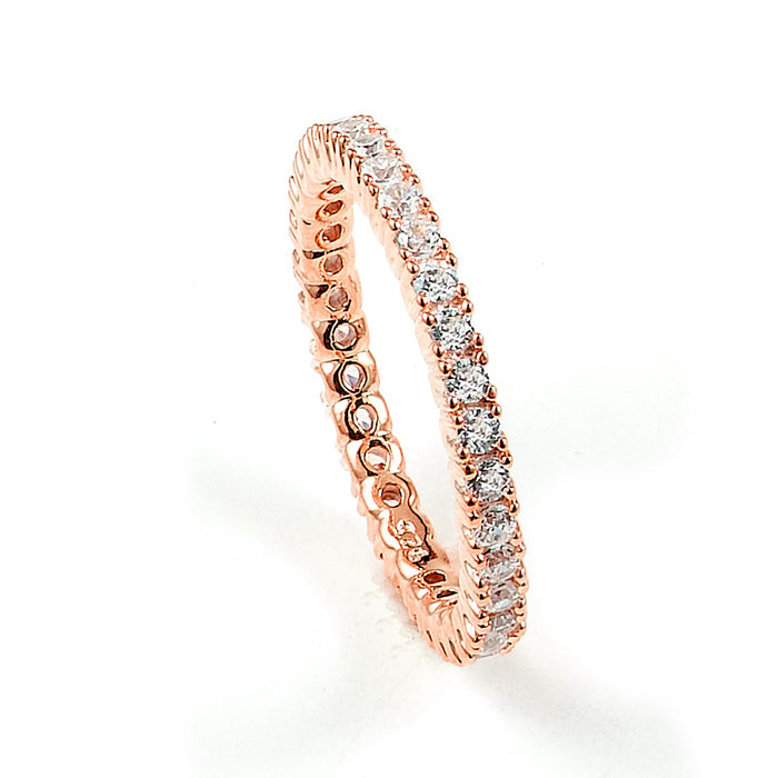 Sterling Silver Rhodium Plated and CZ Eternity Band