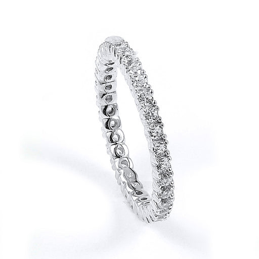 Sterling Silver Rhodium Plated and CZ Eternity Band