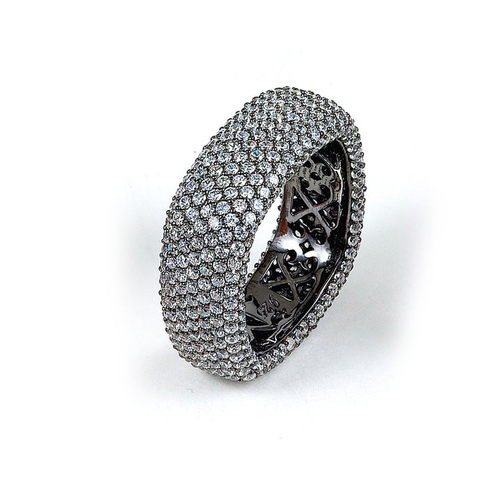 Sterling Silver Rhodium Plated and CZ Square Ring