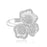 Sterling Silver Rhodium Plated and CZ Triple Flower Ring