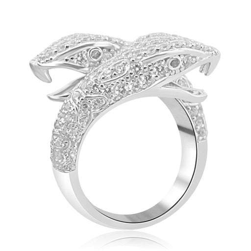 Sterling Silver Rhodium Plated and CZ Snake Ring