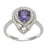 Sterling Silver Rhodium Plated and Simulated Tanzanite center stone with CZ Ring