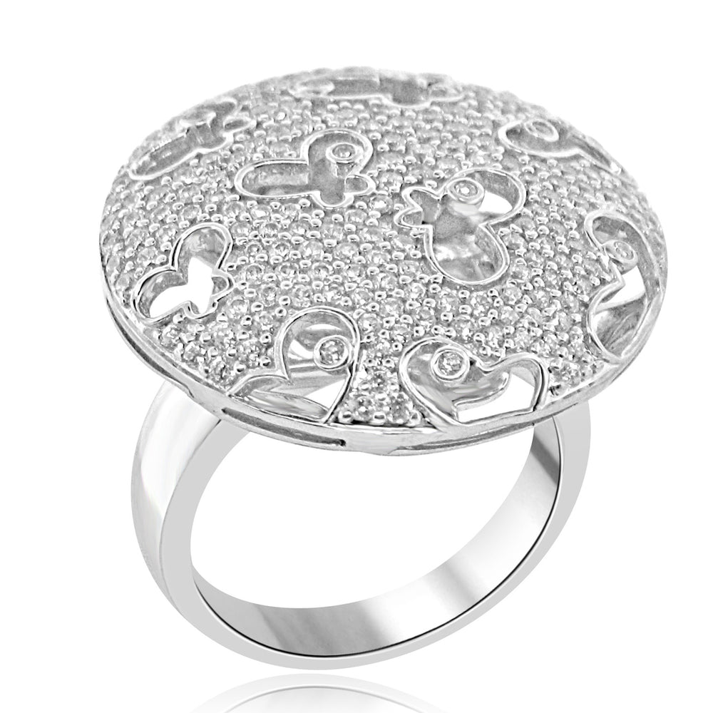Sterling Silver Rhodium Plated and micro-pave CZ Butterfly Ring
