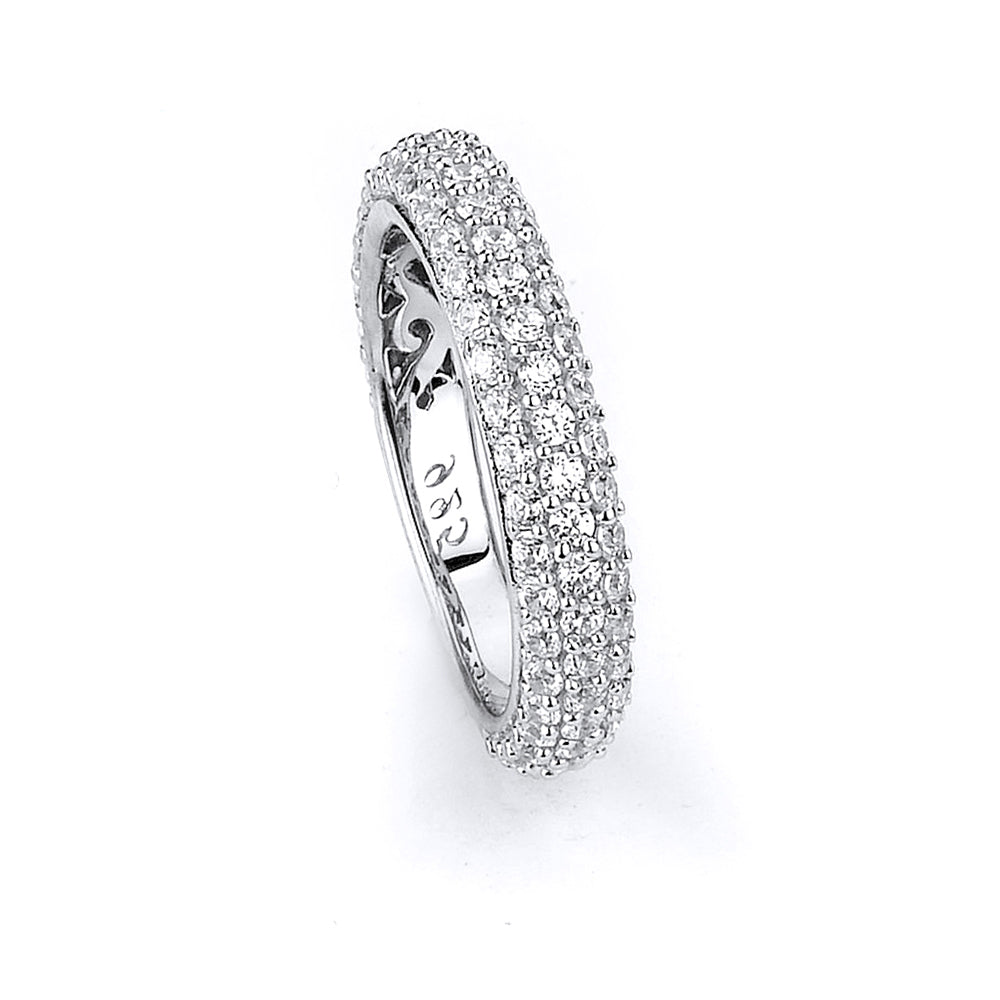 Sterling Silver Rhodium Plated and CZ Band