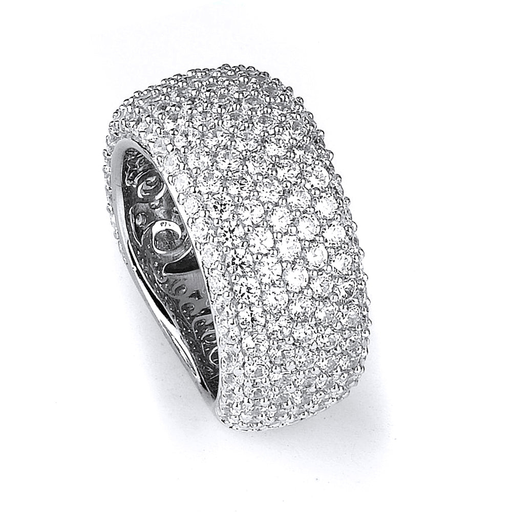Sterling Silver Rhodium Plated and CZ Band