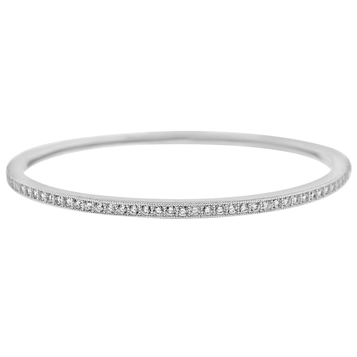 Sterling Silver Rhodium Plated and CZ Channel Bangle
