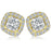 Sterling Silver Rhodium Plated and Princess cut CZ Halo Stud Earrings