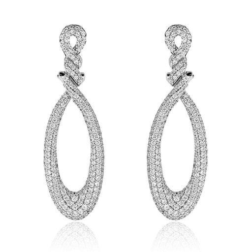 Sterling Silver Rhodium Plated and CZ Teardrop Earrings