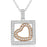 Sterling Silver Rhodium & Rose Gold Plated Heart in a Box CZ Necklace