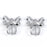 Sterling Silver Rhodium Plated and CZ Ribbon Stud Earrings