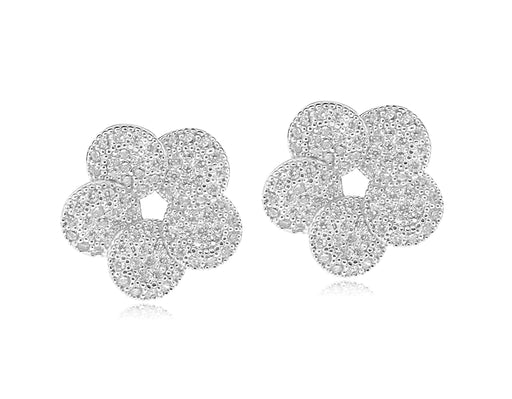 Sterling Silver Rhodium Plated and CZ Earrings
