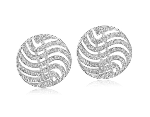 Sterling Silver Rhodium Plated and CZ Stud Earrings