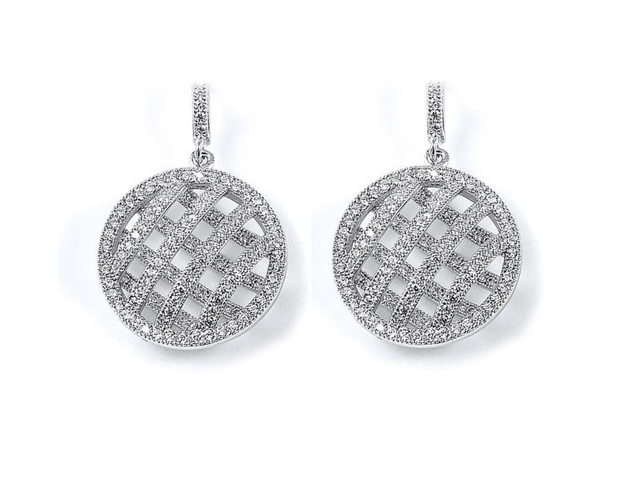 Sterling Silver Rhodium Plated and CZ Dangle Earrings