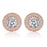 Sterling Silver Rose Gold Plated and Round CZ Halo Stud Earrings