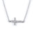Sterling Silver Rhodium Plated and CZ Sideway Cross Necklace