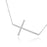 Sterling Silver Rhodium Plated and sideway CZ Cross Necklace