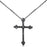 Sterling Silver Black Rhodium Plated and CZ Cross Necklace