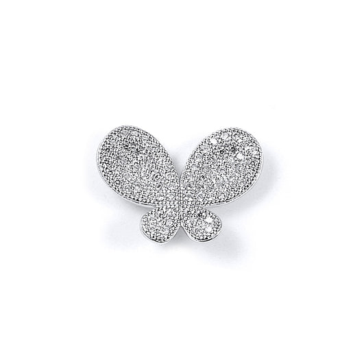Sterling Silver Rhodium Plated and CZ Butterfly Pendant