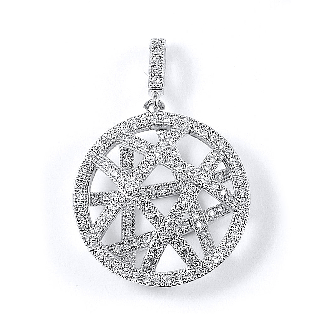 Sterling Silver Rhodium Plated and CZ Pendant