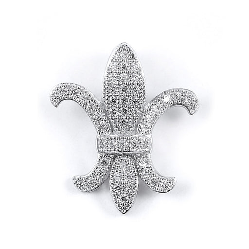 Sterling Silver Rhodium Plated and Fleur Fe Lis CZ Pendant