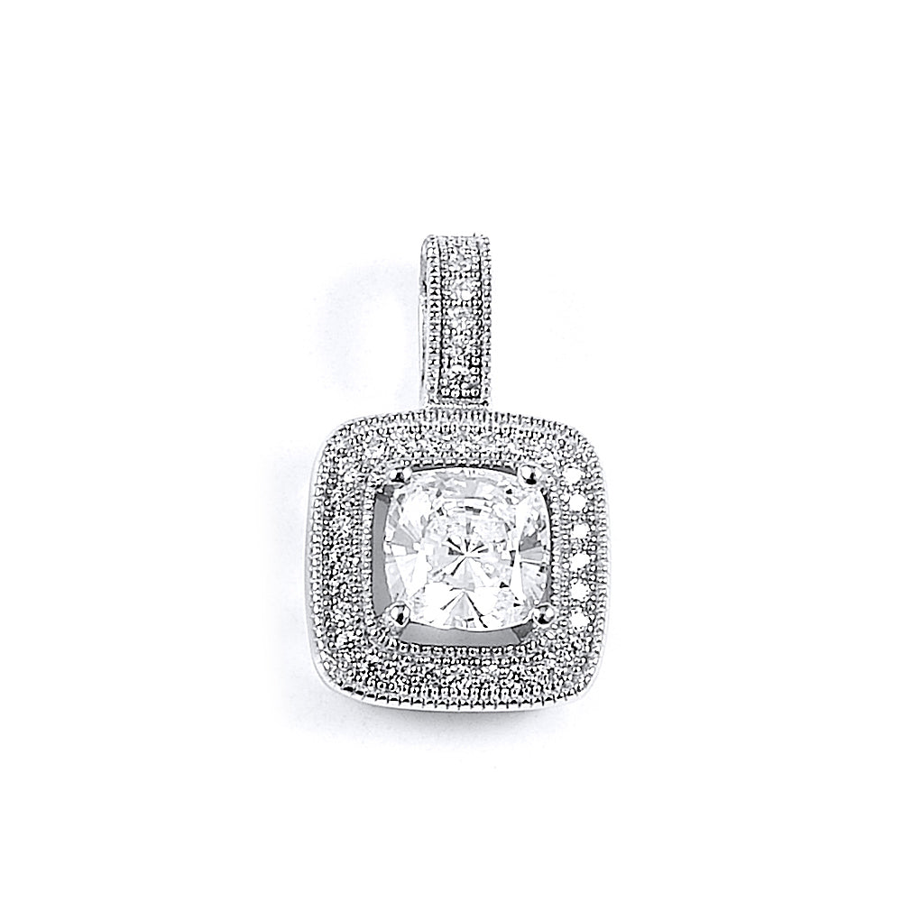 Sterling Silver Rhodium Plated and CZ Pendant