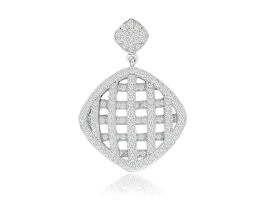 Sterling Silver Rhodium Plated and CZ Cushion Pie Pendant