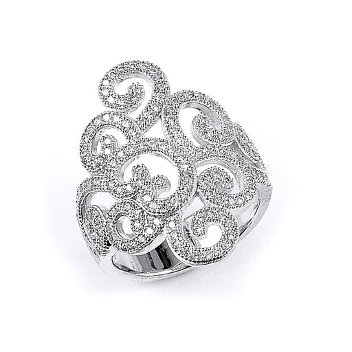 Sterling Silver Rhodium Plated and CZ Ring