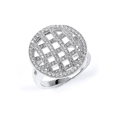 Sterling Silver Rhodium Plated and CZ Pie Ring