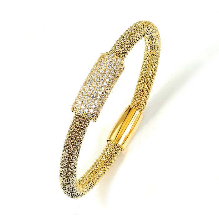 Sterling Silver Gold Plated and CZ Beaded style Bracelet