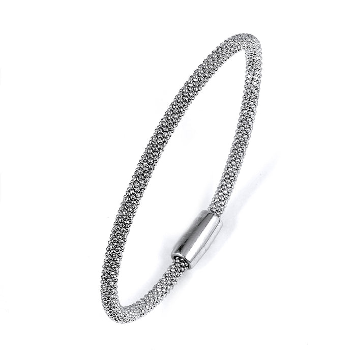 Sterling Silver Rhodium Plated Beaded style Bangle