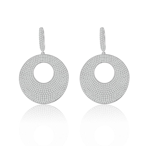 Sterling Silver Rhodium Plated and micro-pave CZ Dangle Earrings