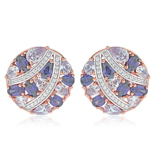 Sterling Silver Rose Gold Plated with Multi-Color CZ Earrings