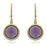 Sterling Silver Gold Plated with Simulated Amethyst and CZ Dangle Earrings