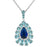 Sterling Silver Rhodium Plated with Simulated Sapphire and Blue Topaz Necklace