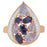 Sterling Silver Rose Gold Plated with Multi-Color CZ Teardrop Shape Ring