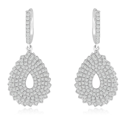 Sterling Silver Rhodium Plated with CZ short Dangle Earrings