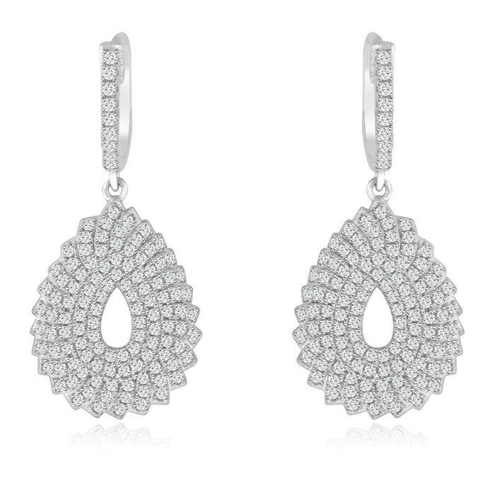 Sterling Silver Rhodium Plated with CZ short Dangle Earrings