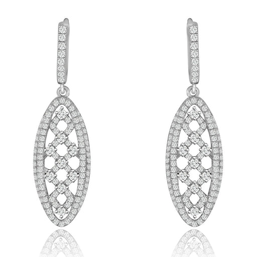 Sterling Silver Rhodium Plated and CZ  Dangle Earrings
