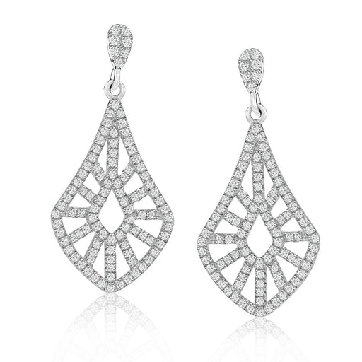 Sterling Silver Rhodium Plated and CZ short Dangle Earrings