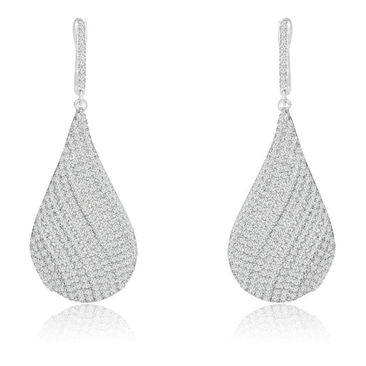 Sterling Silver Rhodium Plated and micro-pave CZ Chandellier Earrings