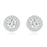 Sterling Silver Rhodium Plated and CZ Halo Screw Back Stud Earrings